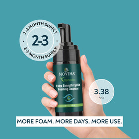 NOVEHA bottle in hand illustrating travel‑friendly 3.38 fl oz size