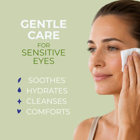 NOVEHA wipe with hyaluronic acid, chamomile and aloe label highlighting soothing ingredients