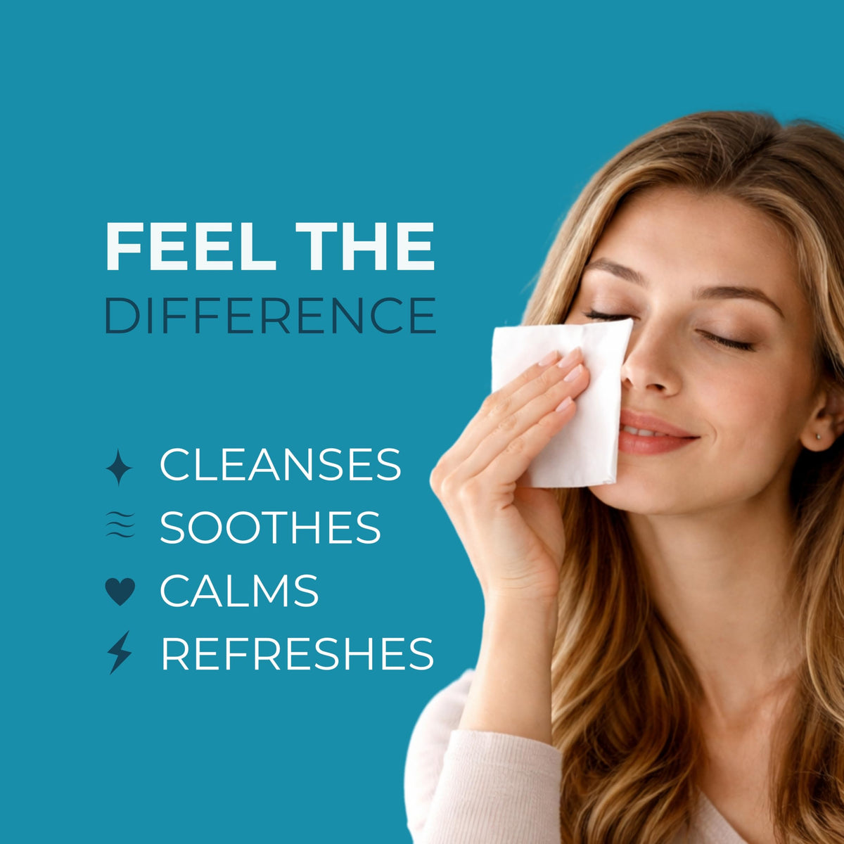 NOVEHA close-up of wipe texture showing soft material for gentle eyelid care