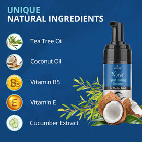 NOVEHA close-up label highlighting tea tree and vitamin ingredients benefit