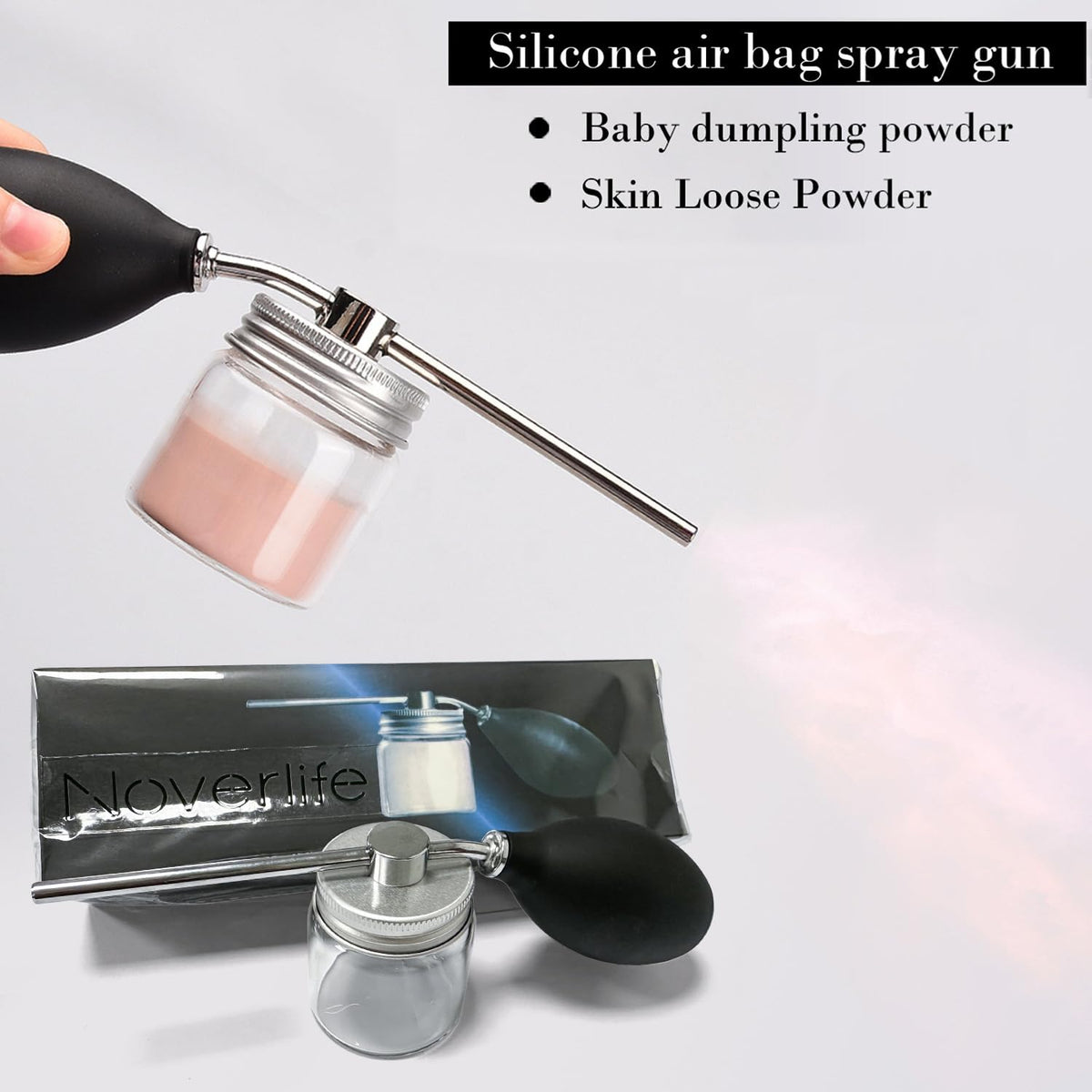 Noverlife clear reservoir filled with powder for visible remaining amount