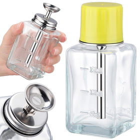 Noverlife glass bottle front view showing clear contents and stable base
