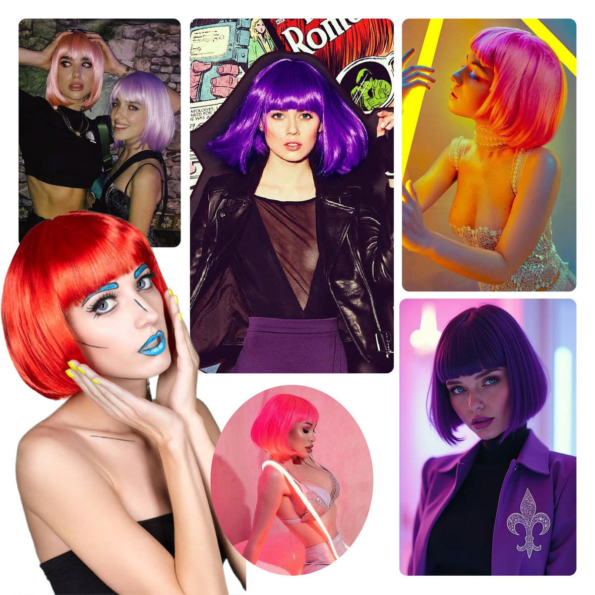 NOVFLKW lifestyle shot at party showing vibrant pink bob adds instant fun
