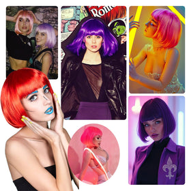 NOVFLKW lifestyle shot at party showing vibrant pink bob adds instant fun