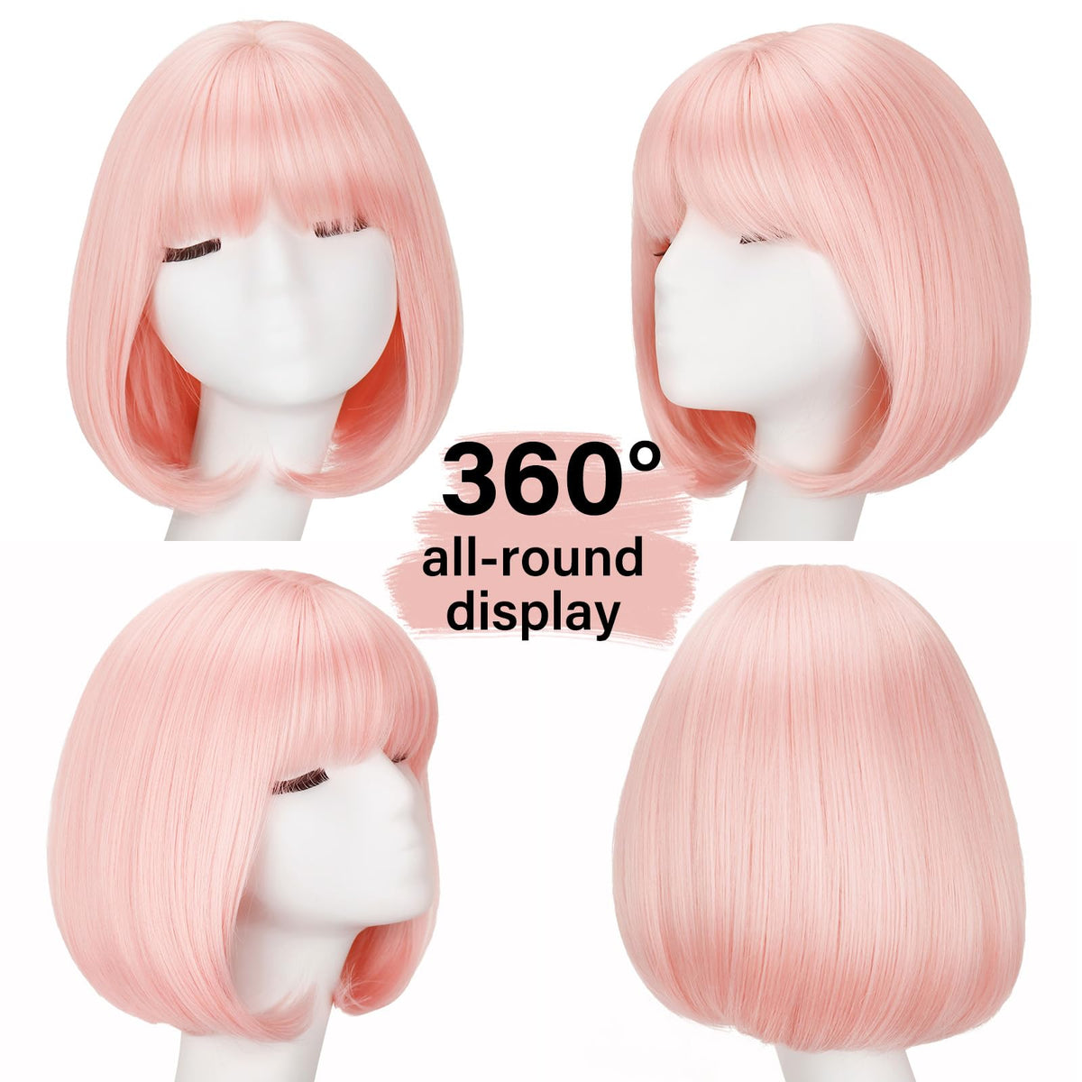 NOVFLKW side profile of short pink bob highlighting sleek cut and natural movement
