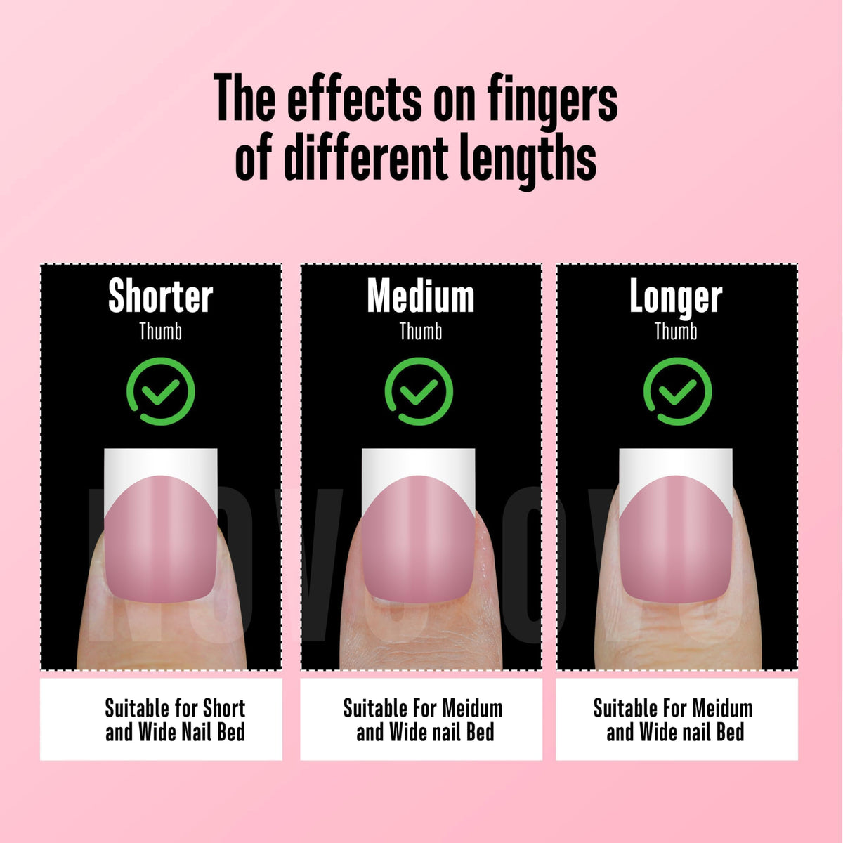 NOVO OVO finished manicure on hands showing sharp square French tip elegance