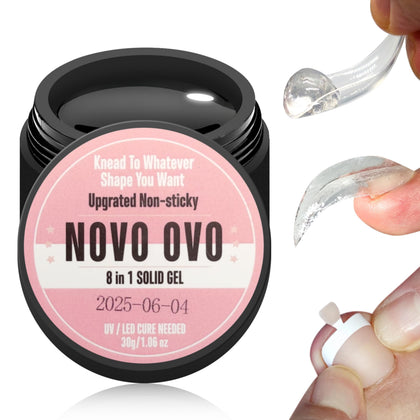 NOVO OVO front bottle view showing 30ml solid UV gel glue, clear packaging and brand