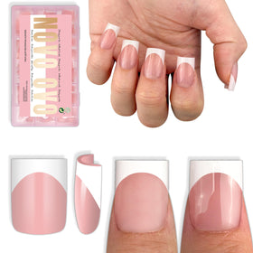 NOVO OVO front packaging showing baby pink French tips and quantity benefits