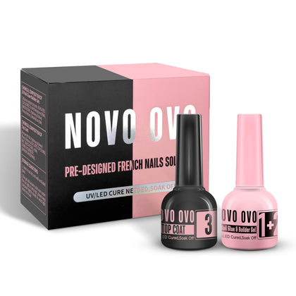 NOVO OVO kit front packaging showing both bottles and benefit of all‑in‑one system