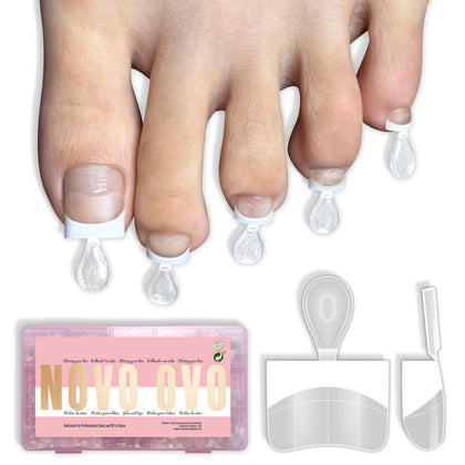 NOVO OVO front packaging showing 240-piece toe tips and French design benefit