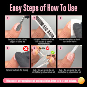 NOVO OVO in use applying glue to a false tip for quick eight-second set