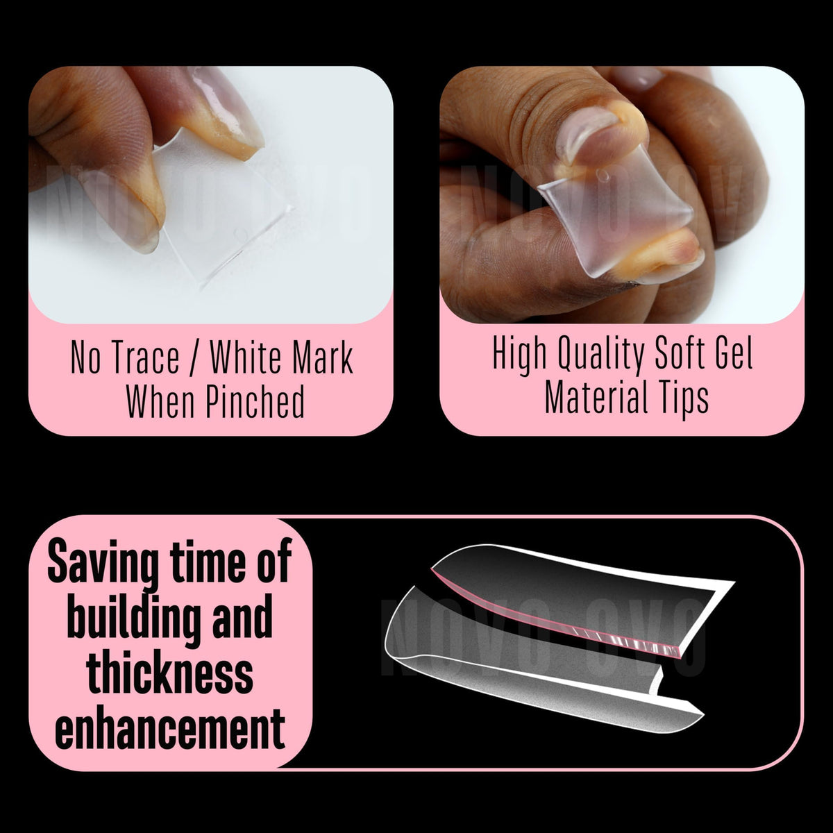 NOVO OVO press-on application demonstrating quick, secure adhesive fit