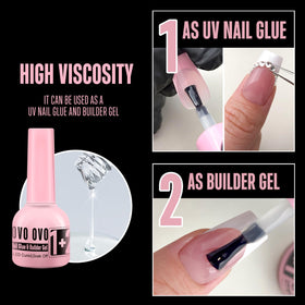 NOVO OVO Pink Bottle builder gel closeup showing thick texture and strong bonding