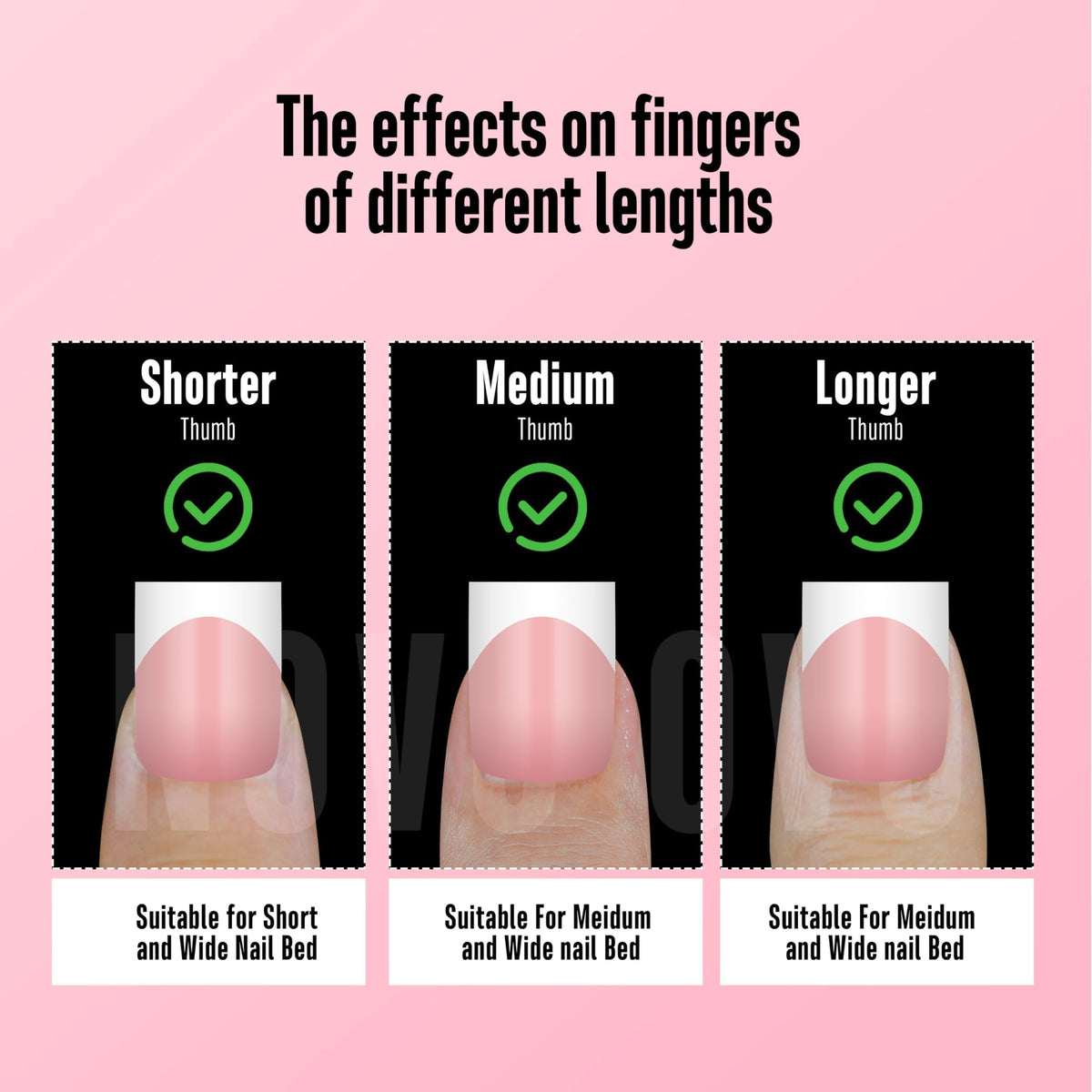 NOVO OVO 15 sizes spread to help find the perfect nail fit