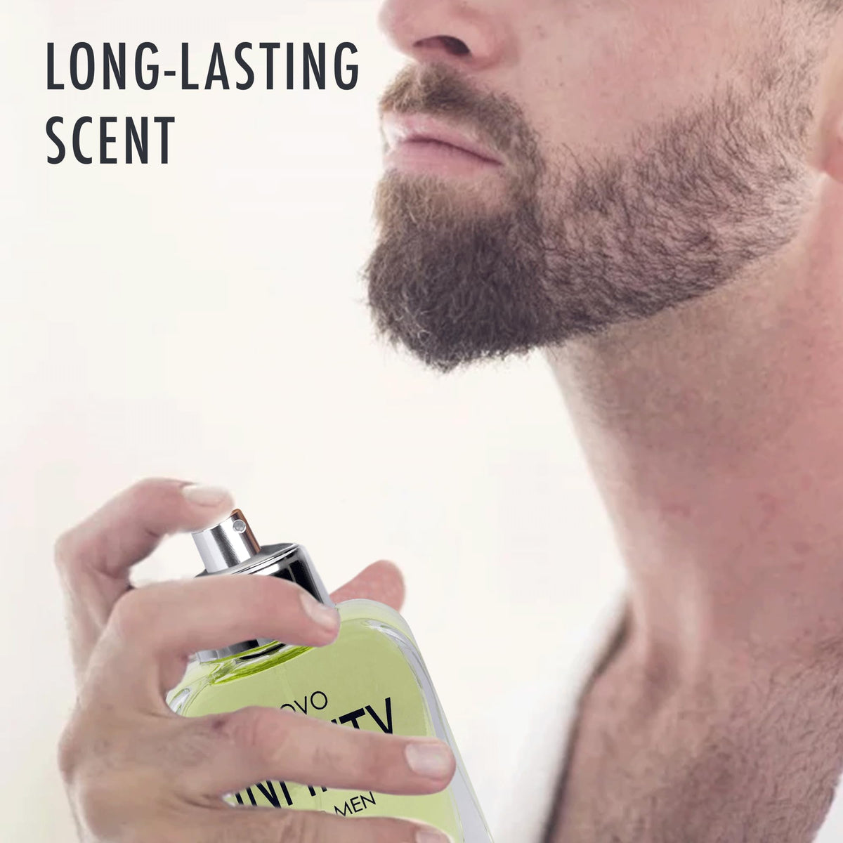 NovoGlow close-up label showing fragrance name and premium finish