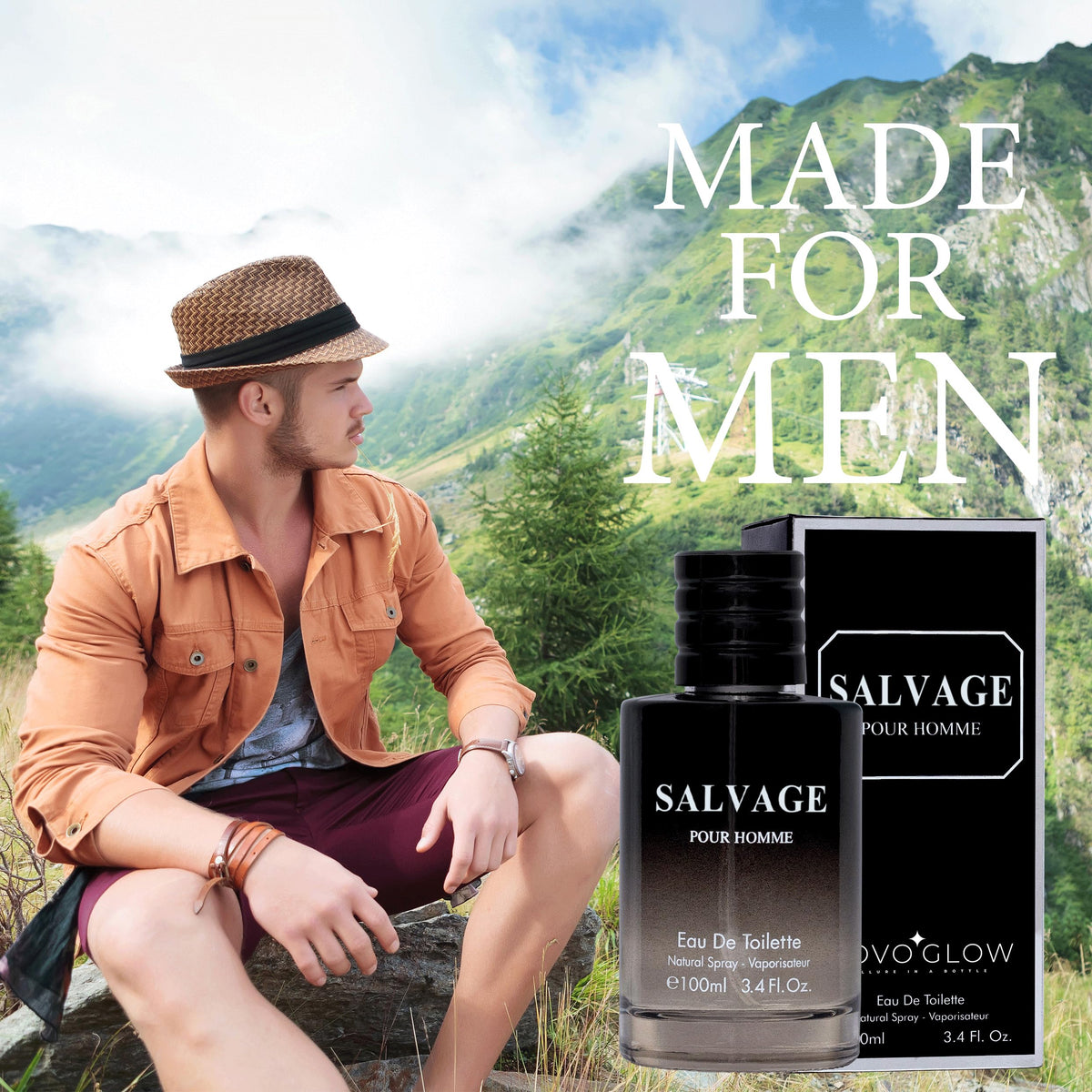 Man applying NovoGlow in evening setting for a warm masculine finish