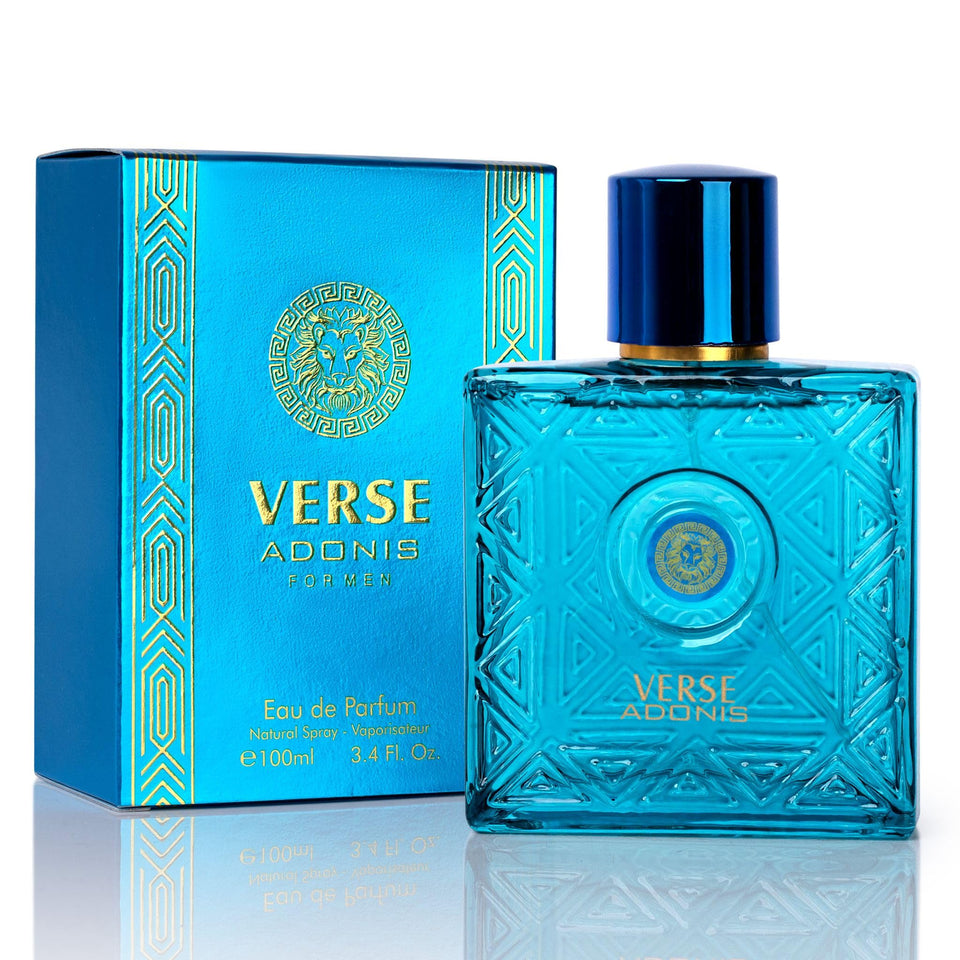 Novoglow Verse Adonis front bottle view showing elegant design and lasting scent