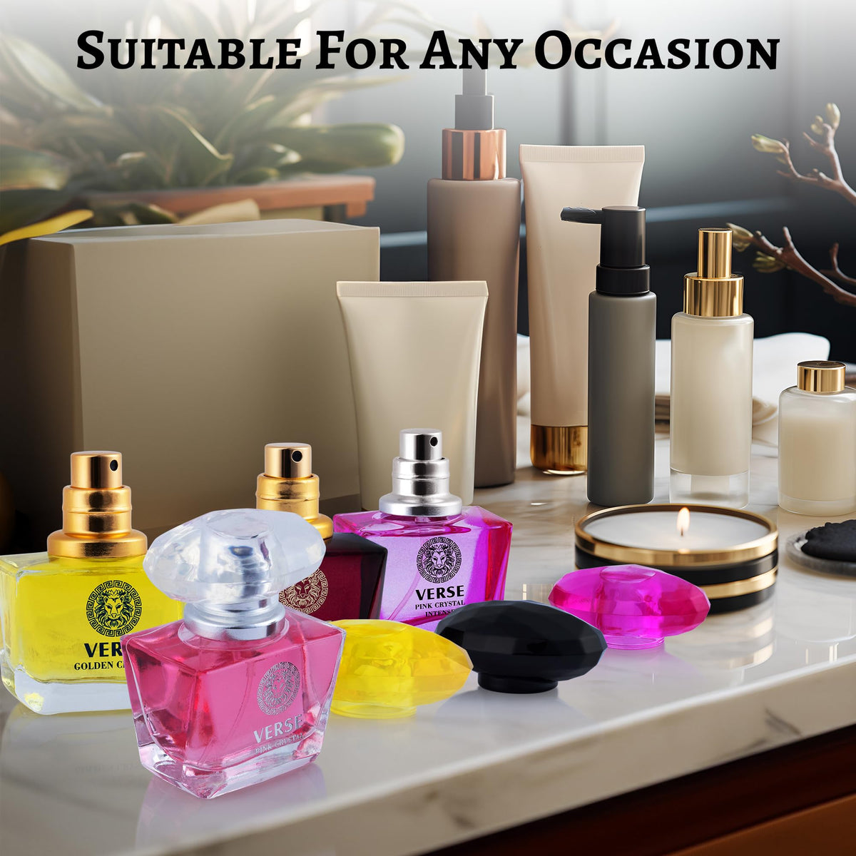 NovoGlow set styled on bathroom vanity, elevates daily beauty routine