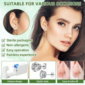 Novopiercing in-use demonstration on earlobe highlighting quick click action and ease