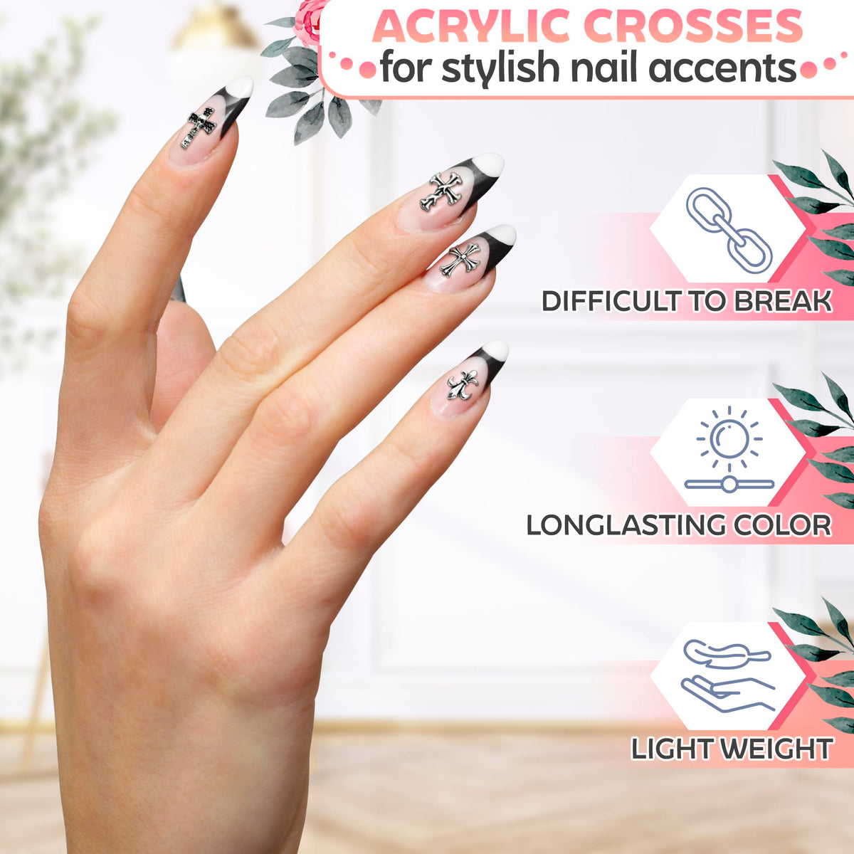Novsix layout showing eight distinct cross charm shapes for mixed designs