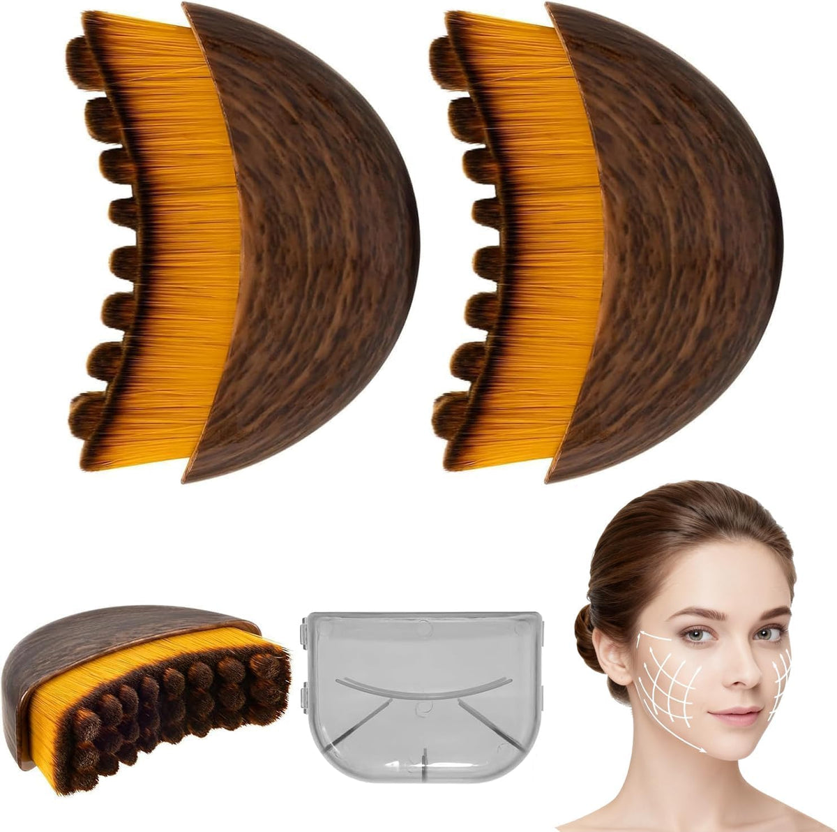 NOVWEE face brush front view showing ergonomic contour and travel-ready size