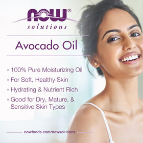 NOW avocado oil applied to hands demonstrating smooth absorption and softness