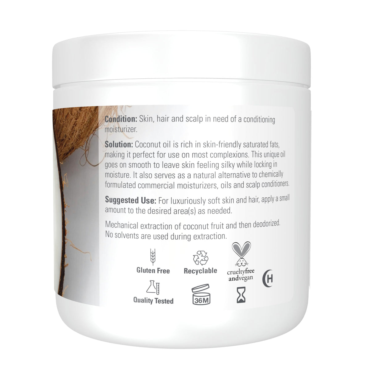 NOW Foods coconut oil creamy texture close-up for smooth application benefit