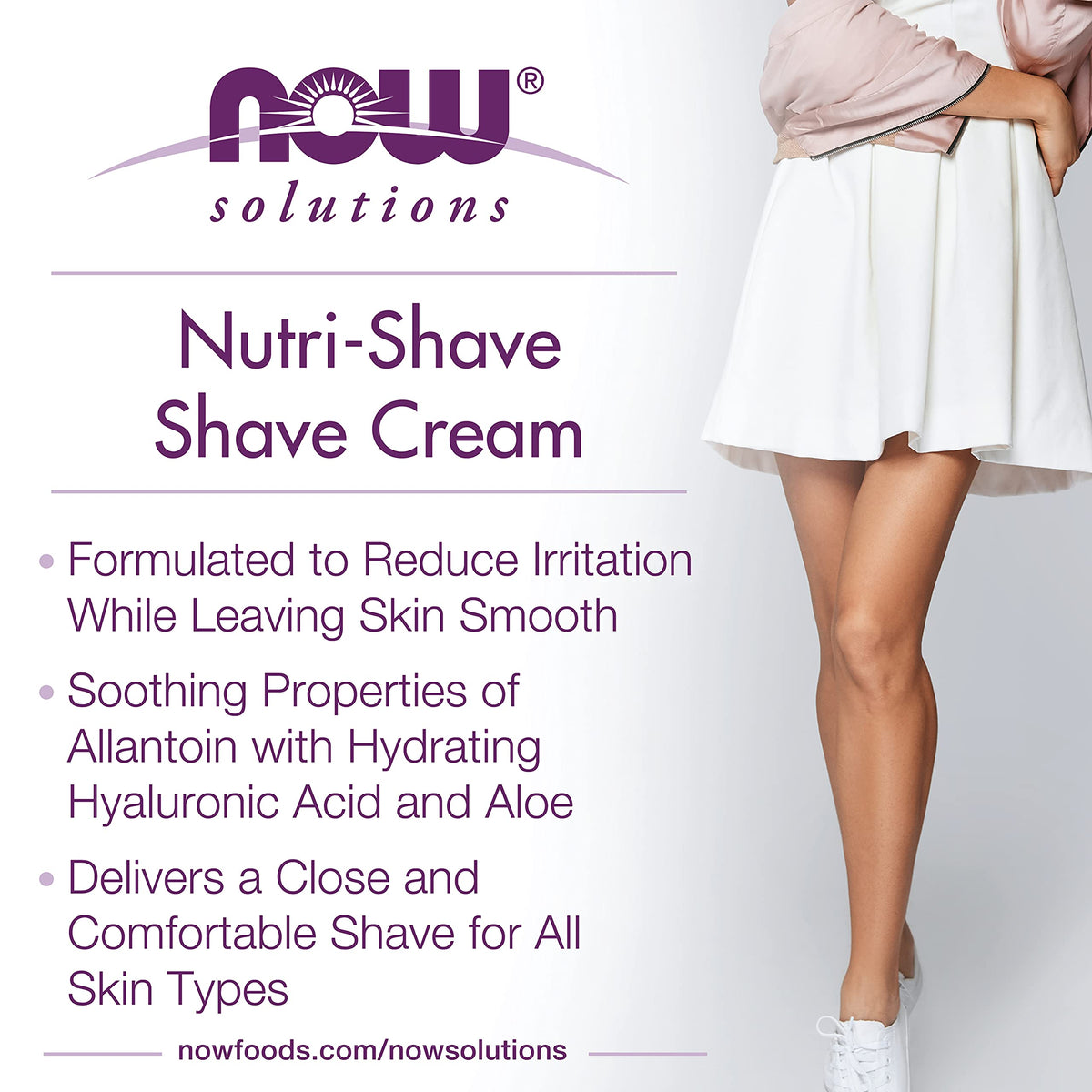 NOW Foods Nutri-Shave being dispensed into hand for easy application benefit