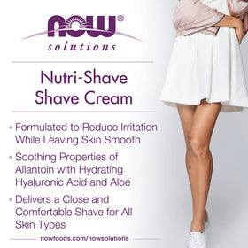 NOW Foods Nutri-Shave being dispensed into hand for easy application benefit