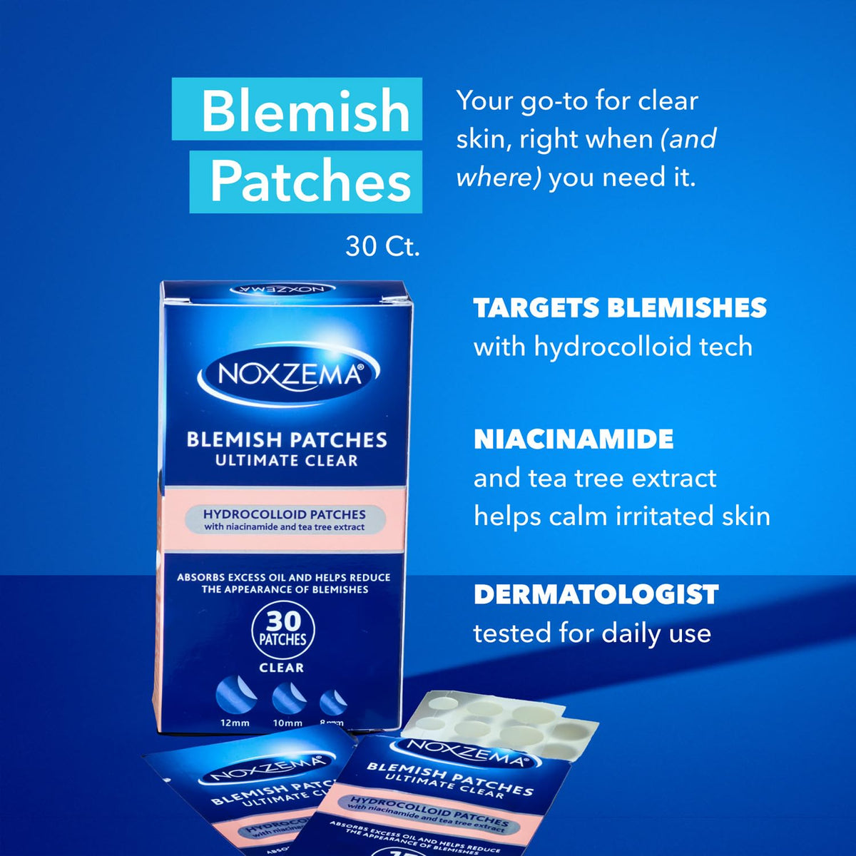 Noxzema in use applying patch to a blemish for discreet protection