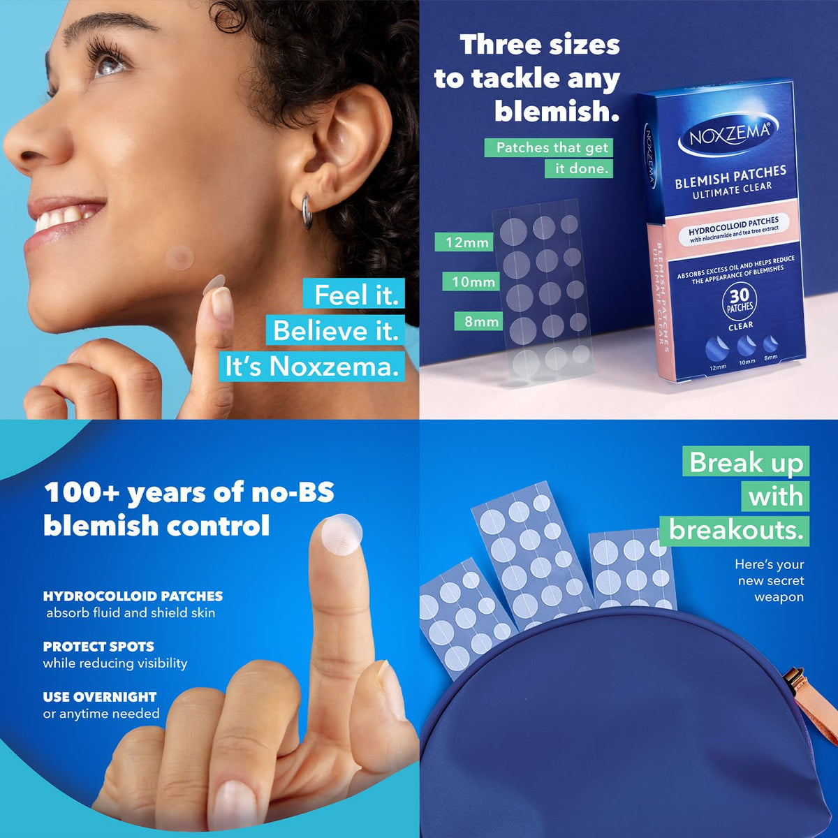 Noxzema ingredient label highlighting niacinamide and tea tree calming benefits