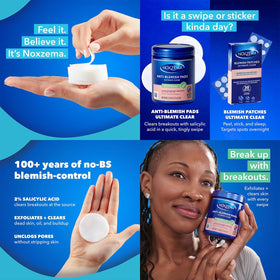 Noxzema pad soaked texture highlighting salicylic acid delivery to pores