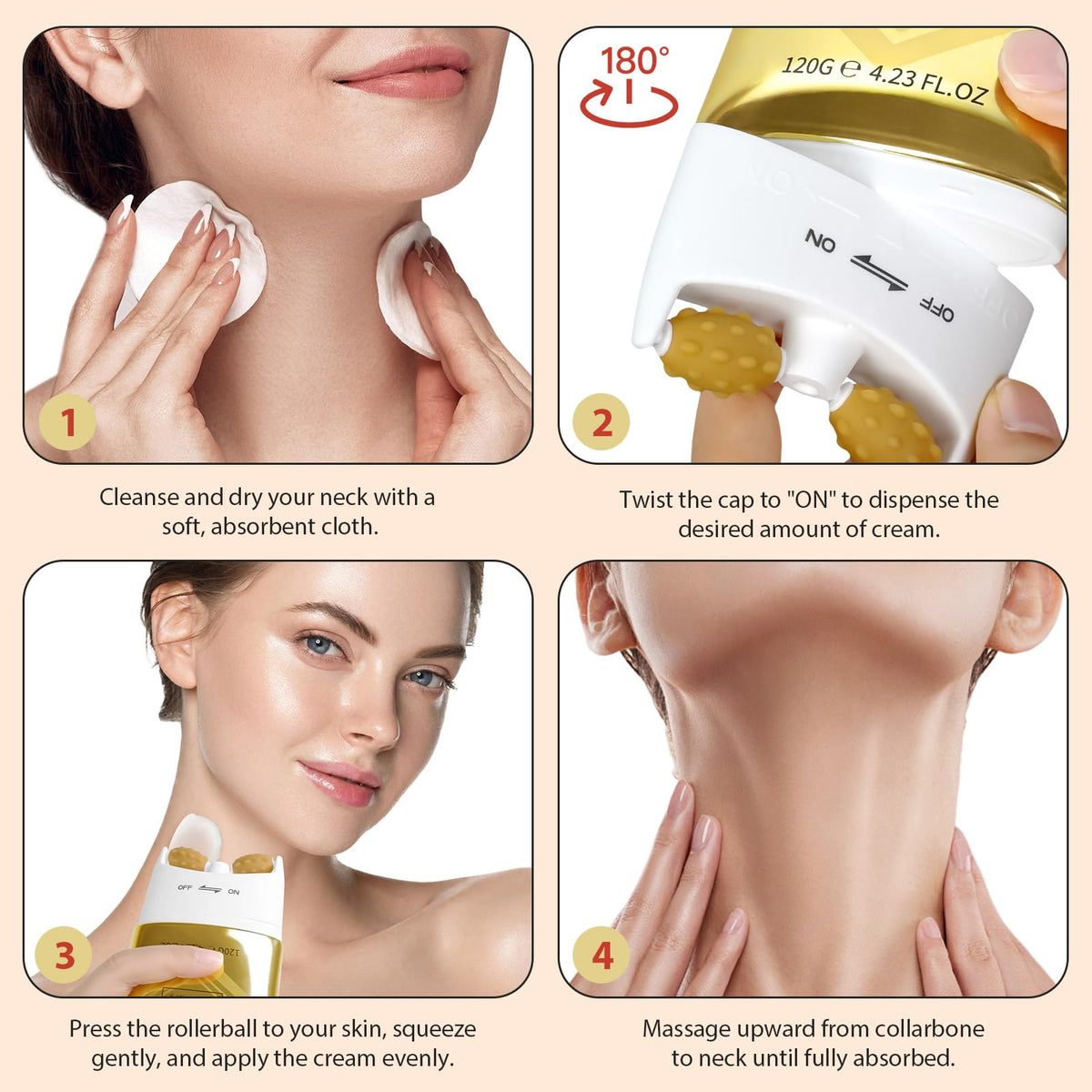 NQINQI conceptual before and after image suggesting smoother neck texture