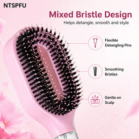 NTSPFU bristle detail showing flexible tips that detangle gently