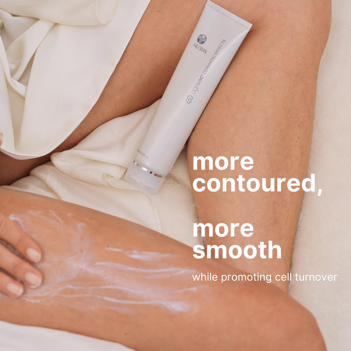 Nu Skin application on arm demonstrating smoothing and instant absorption benefit