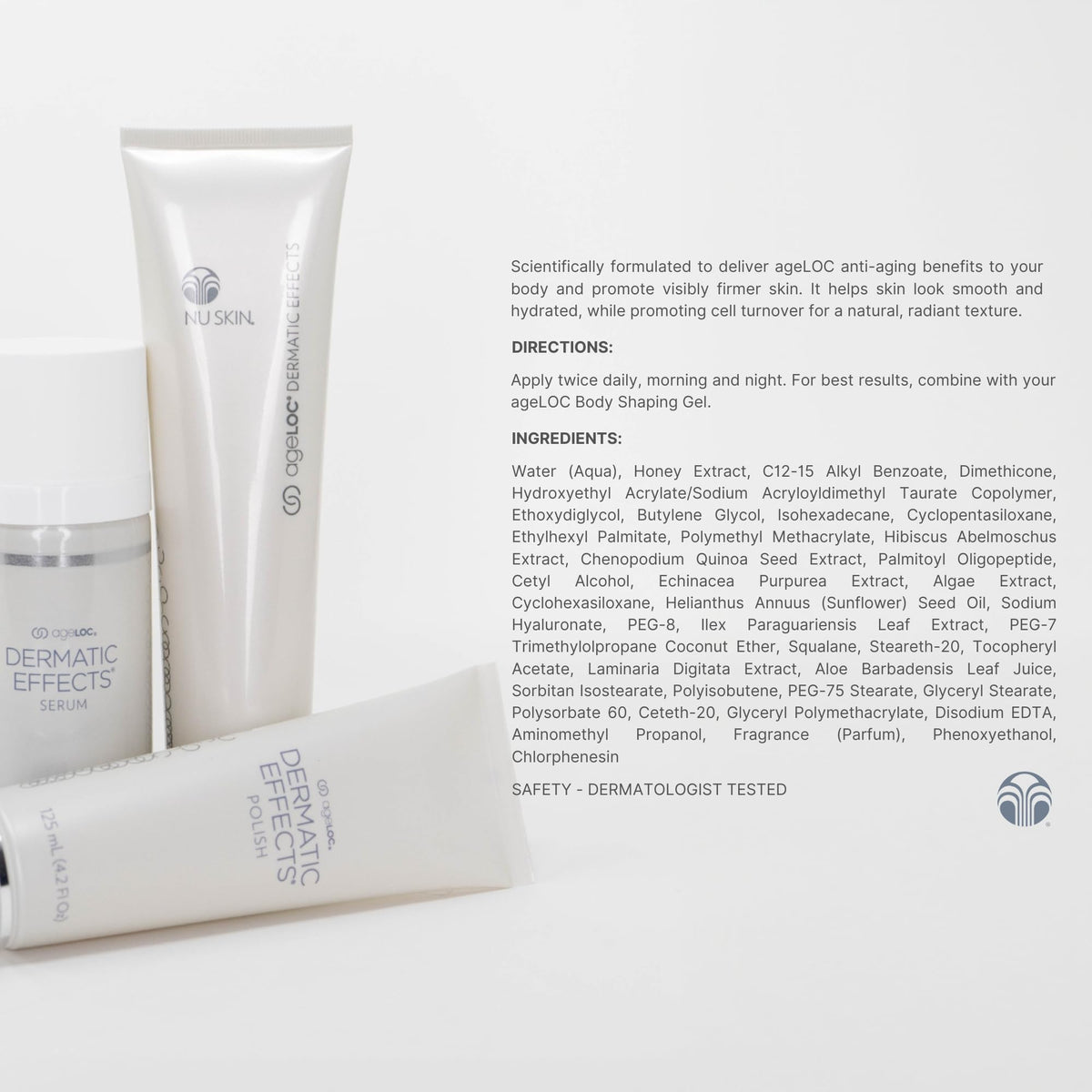 Nu Skin pump dispenser detail highlighting easy one-hand application and control