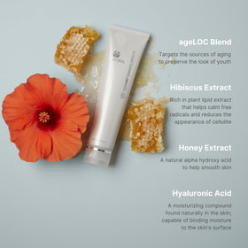 Nu Skin bottle next to hand for size scale and easy travel-friendly benefit