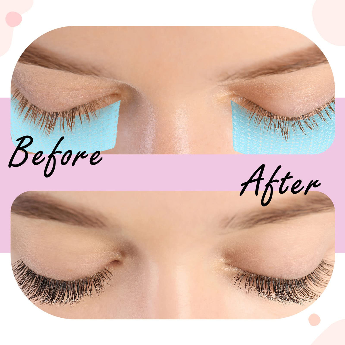 Nuanchu tape applied during eyelash extension work for secure hold benefit