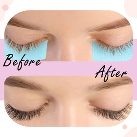 Nuanchu tape applied during eyelash extension work for secure hold benefit