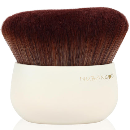 nubangoo front view of white extra large kabuki brush showing full head for quick coverage