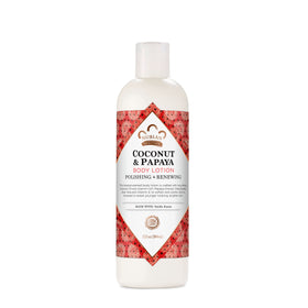 Nubian Heritage front packaging showing coconut and papaya scent and 13 oz size benefits hydration