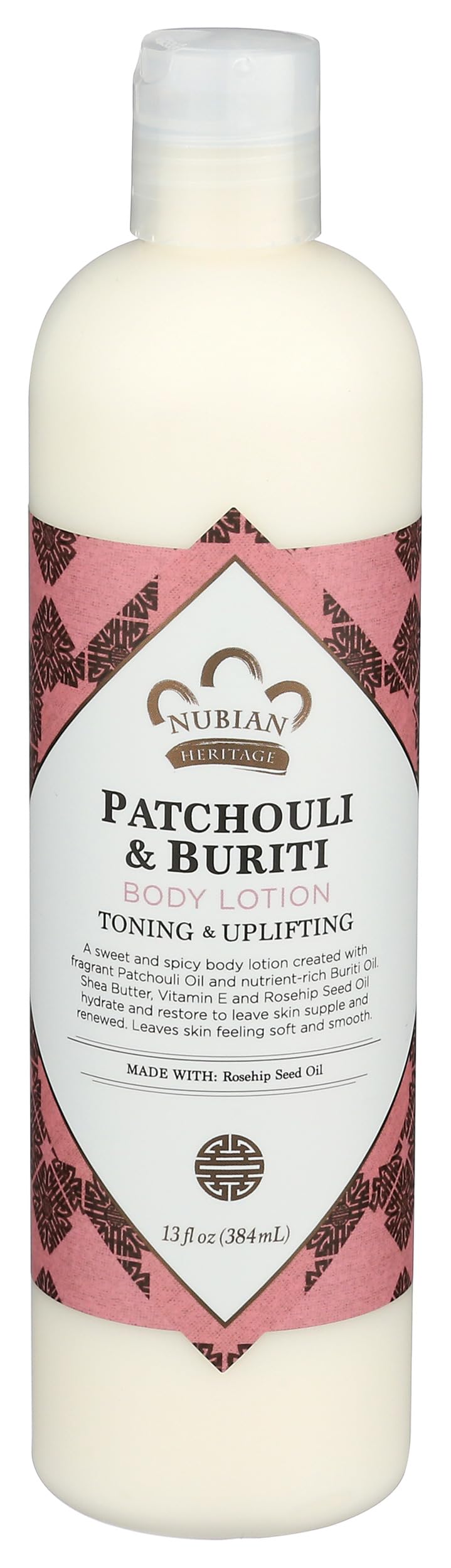 Nubian Heritage front packaging showing bottle and label benefit hydrates skin