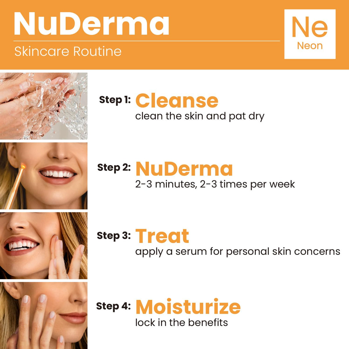 Pure Daily Care NuDerma kit laid out with all neon applicators and guides to show included items