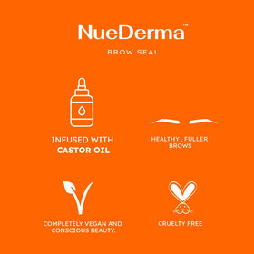 NueDerma on model in natural light showing feathered, polished brows benefit