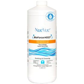 NueVue front label of 1L HOCl refill showing product identity and benefits