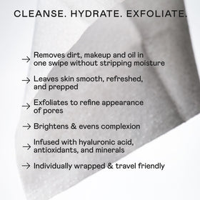 NuFACE dual-sided towelette close-up showing smooth cleansing side and textured side for exfoliation