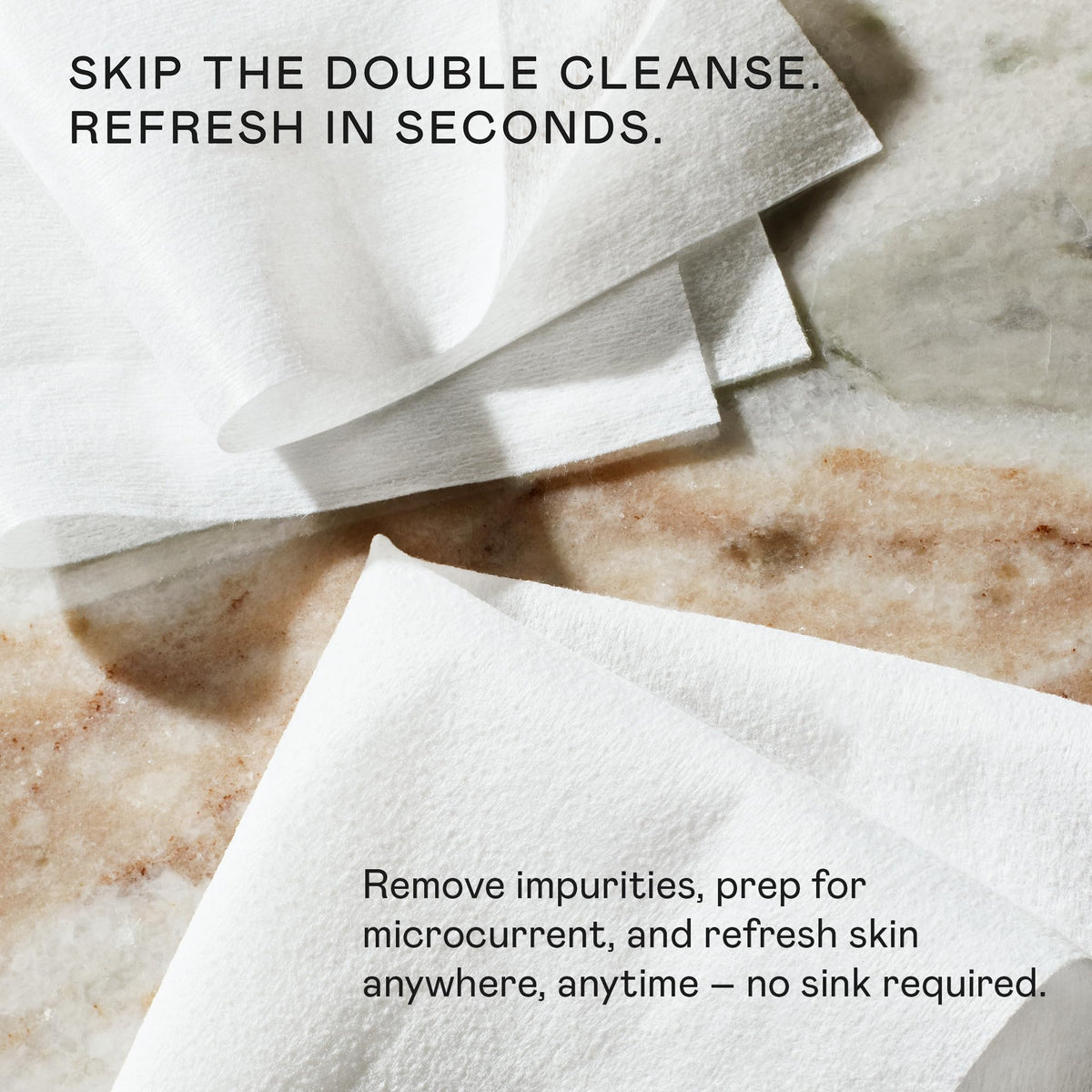 NuFACE wipes styled in a travel pouch highlighting portability and on-the-go convenience