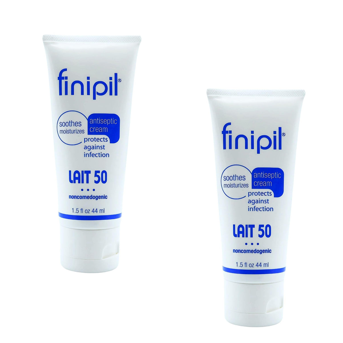 Nufree Finipil Lait 50 two tubes front view showing compact post-care convenience