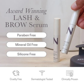 NULASTIN eyelash serum applicator detail demonstrating precise application benefit