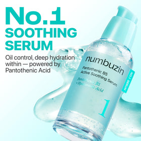 numbuzin clear glass bottle label highlighting key actives